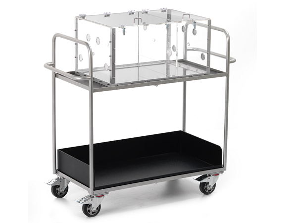 Acrylic box C/W vents and aluminium angle supports for display and handling of tarantulas.