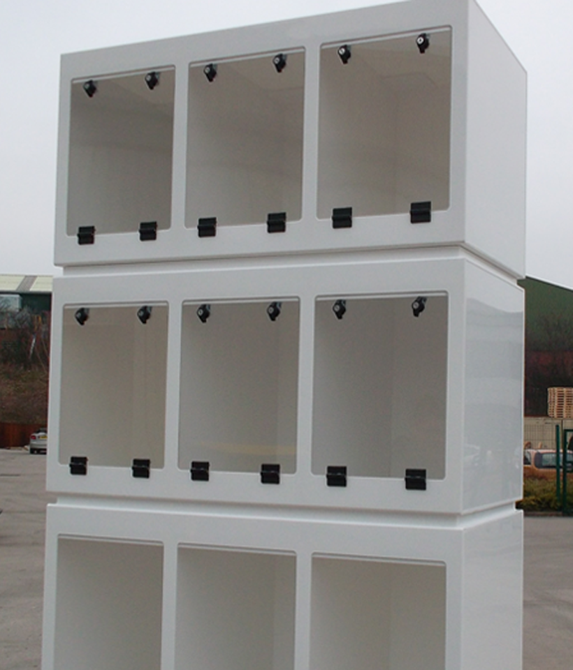 Vivariums made to bespoke design for gecko breeding. Stack of 3 1220mm x 600mm x 600mm vivarium, spilt into 3 separate vivariums.